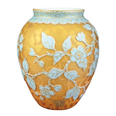 Lot 411 - Bohemian Acid Etched Satin Glass Vase Late...
