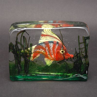 Lot 414 - Murano Glass Aquarium Block Sculpture...