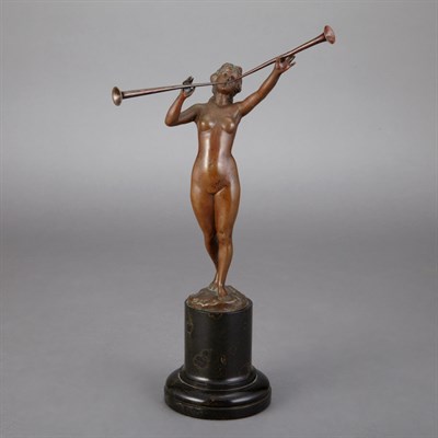 Lot 386 - Bronze Figure of a Female Trumpeter First...