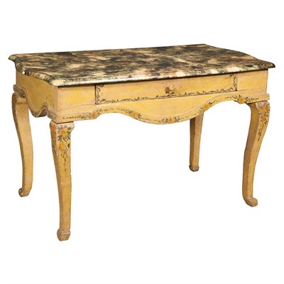 Lot 371 - Continental Yellow Painted Center Table...