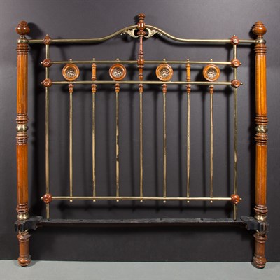 Lot 108 - Victorian Oak and Brass Bedstead The headboard...