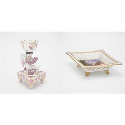 Lot 174 - Two Continental Gilt and Painted Porcelain...
