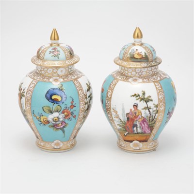 Lot 121 - Pair of Dresden Gilt Decorated Porcelain...