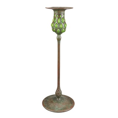 Lot 444 - Tiffany Studios Bronze and Favrile Glass Blow...