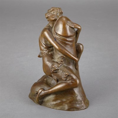 Lot 466 - Bronze Erotic Figure of a Woman Embracing an...