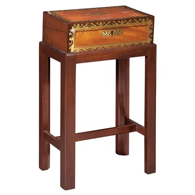 Lot 591 - Victorian Brass Inlaid Mahogany, Ebony and...