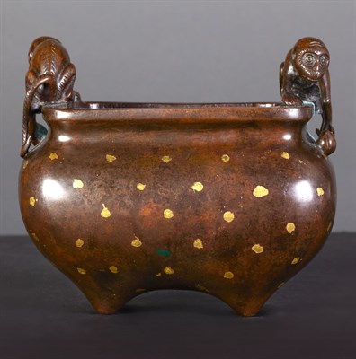 Lot 129 - Chinese Gold Splashed Bronze Censer Qing...