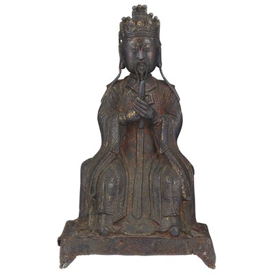 Lot 41 - Chinese Lacquered and Gilt-Bronze Seated...