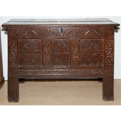 Lot 165 - English Carved Oak Blanket Chest Height 30 3/4...