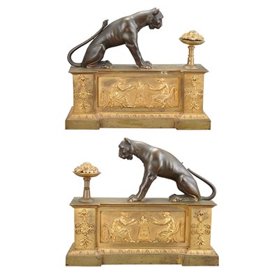 Lot 196 - Pair of French Gilt and Patinated-Bronze...