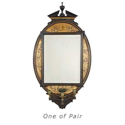 Lot 369 - Pair of Aesthetic Movement Black Painted and...