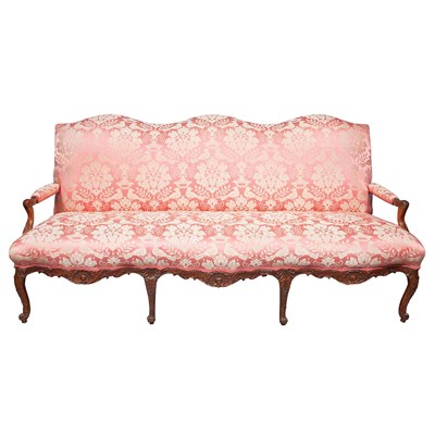Lot 194 - Rococo Style Scalamandre Upholstered Carved...
