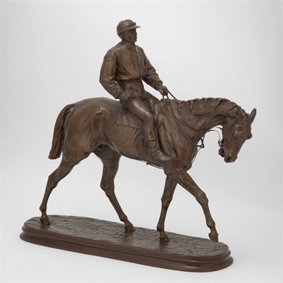 Lot 316 - Bronze Equestrian Figure of a Jockey Riding a...