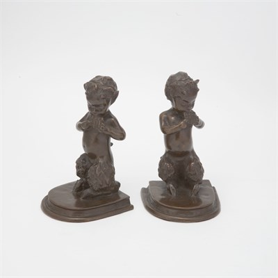 Lot 310 - Pair of American Bronze Figural Bookends Cast...