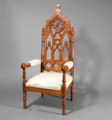 Lot 317 - American Gothic Revival Mahogany Hall Armchair...
