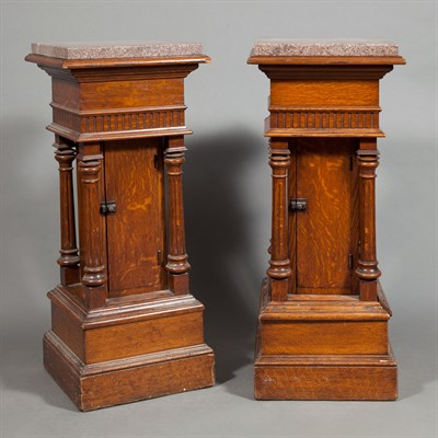 Lot 324 - Pair of Neoclassical Style Oak Pedestal...