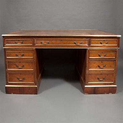 Lot 327 - Brass Mounted Rosewood Double-Pedestal Desk...