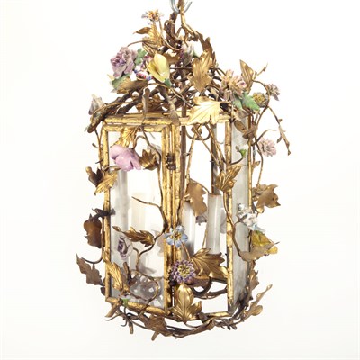 Lot 339 - French Gilt-Metal Three-Light Hall Fixture...