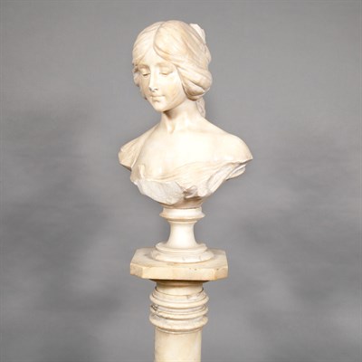 Lot 420 - Unsigned Art Nouveau Alabaster Bust of a...