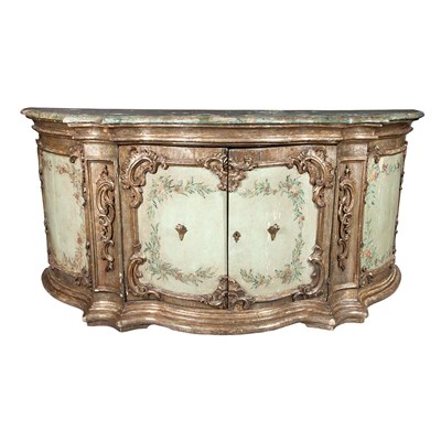 Lot 137 - Italian Green Painted and Silvered Side...