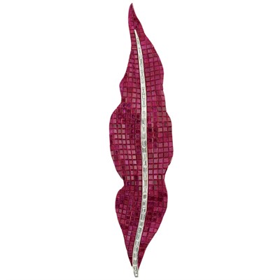Lot 251 - White Gold, Invisibly-Set Ruby and Diamond Leaf Brooch