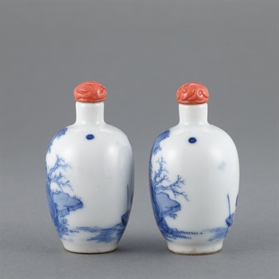 Lot 147 - Pair of Chinese Blue and White Glazed...