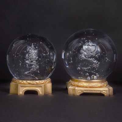 Lot 520 - Graduated Pair of Schneider Glass Spheres...