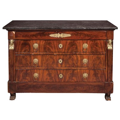 Lot 490 - Empire Brass Mounted Mahogany Commode The...