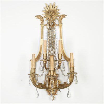 Lot 176 - Pair of Louis XVI Style Gilt-Bronze Five-Light...