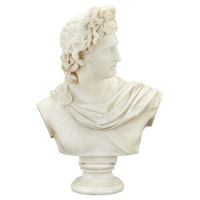 Lot 139 - White Marble Bust of Apollo Belvedere Depicted...