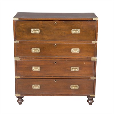 Lot 228 - Brass Mounted Mahogany Campaign Secretaire...