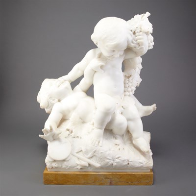 Lot 533 - Italian Carved White Marble Group of Two...