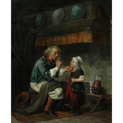 Lot 10 - European School 19th Century The Lesson Oil on...