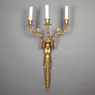 Lot 534 - Pair of Empire Style Gilt-Metal Three-Light...