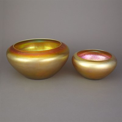 Lot 447 - Two Steuben Gold Aurene Glass Bowls First...