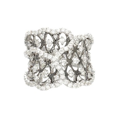 Lot 445 - White and Blackened Gold and Diamond Ring