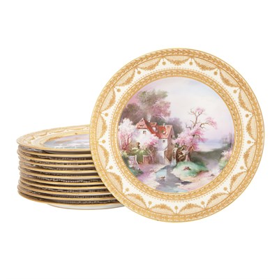 Lot 271 - Assembled Set of Twelve Cauldon Gilt Decorated...