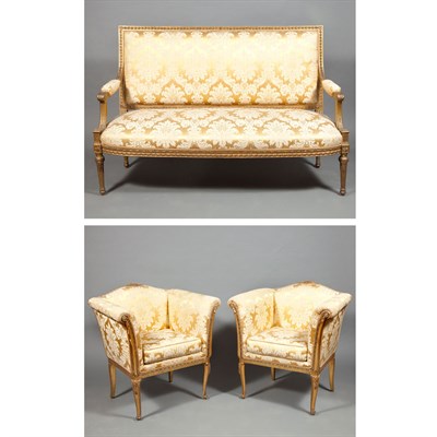 Lot 509 - Assembled Louis XVI Style Gilt-Wood Salon...