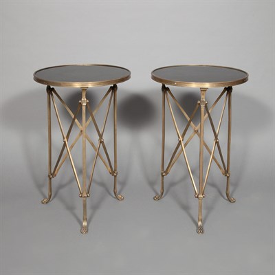 Lot 512 - Pair of Empire Style Brass Gueridons 20th...