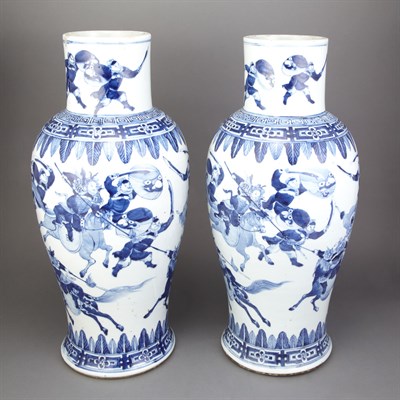 Lot 513 - Pair of Chinese Blue and White Ceramic Vases...