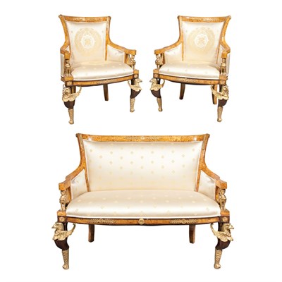 Lot 145 - Empire Style Gilt-Metal Mounted Burl-Walnut...