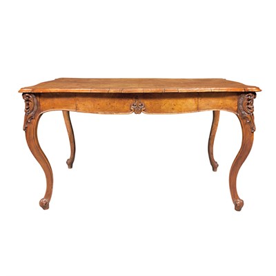 Lot 373 - Rococo Style Burl-Walnut Bureau Plat Late...