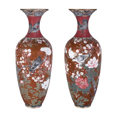 Lot 157 - Pair of Japanese Cloisonne Enameled Vases 20th...
