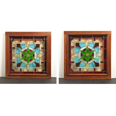 Lot 425 - Pair of Victorian Style Leaded Stained Glass...