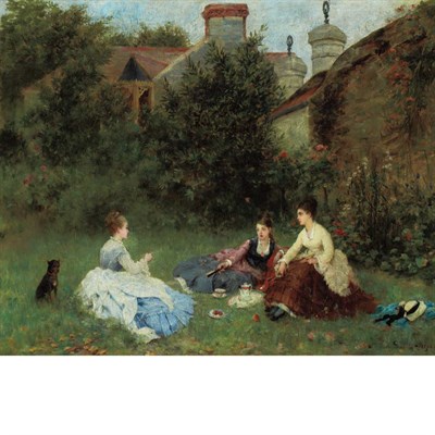 Lot 15 - Noel Saunier French, 1847-1890 Garden Party,...