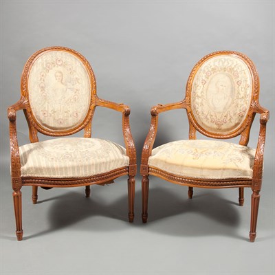 Lot 383 - Pair of Louis XVI Style Needlepoint and Petit...