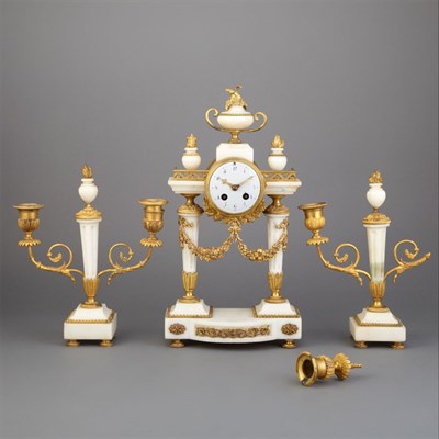 Lot 382 - Louis XVI Style Gilt-Metal and White Marble...