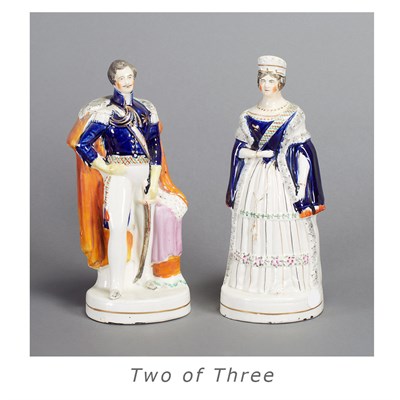 Lot 219 - Pair of Staffordshire Pottery King and Queen...