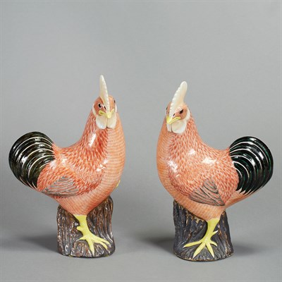 Lot 198 - Pair of Chinese Export Brown and Orange...
