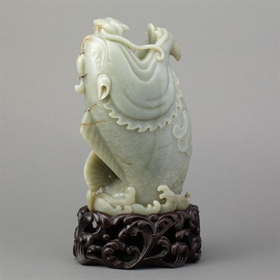 Lot 98 - Chinese Celadon Jade Carp Vase 19th Century...